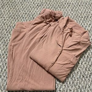SKIMS Ribbed Pajama Set in Dusty Rose